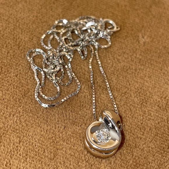 Solid Stamped 14K White Gold Natural Round Diamond Solitaire Pendant Necklace - Picture 3 of 14